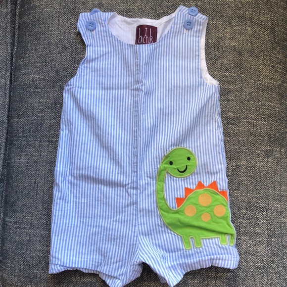 Lil Cactus Other - 🦖 MOVING SALE! Adorable striped romper w dinosaur